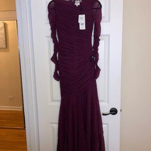Herve Leger: Draped Tulle Gown in beet